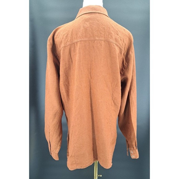 Chicos 2 Brown Coco Top Size 12 Large Womens Pockets 100% Linen Shirt Blouse - Picture 3 of 9